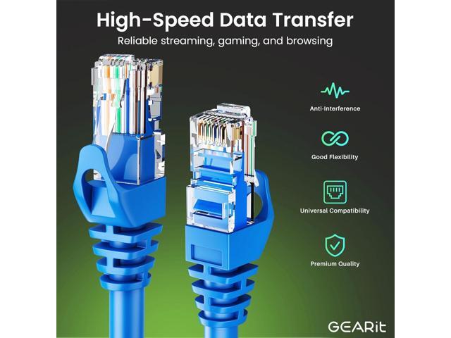 GEARit 50-Pack Cat6 Patch Cable 0.5 Foot / 6 Inches Cat 6 Ethernet Cable Snagless Flexible Soft Tab - Preimum Series - Blue