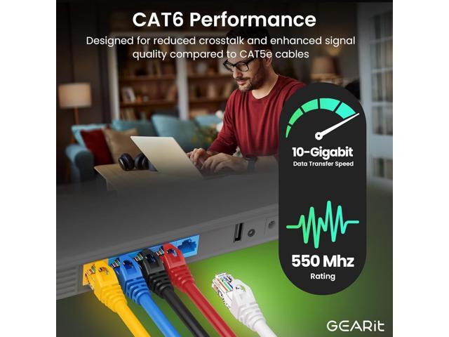 GEARit 50-Pack Cat6 Patch Cable 0.5 Foot / 6 Inches Cat 6 Ethernet Cable Snagless Flexible Soft Tab - Preimum Series - Blue