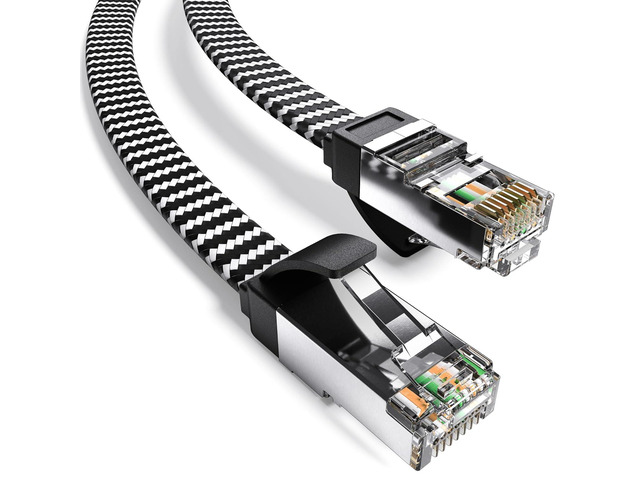 Cat8 Flat Braided Ethernet Cable High Speed 40Gbps STP LAN Cord with Shielded RJ45 Connector, Fluke Tested, Flat Durable Design for Home & Office,...