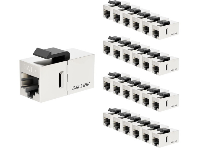 iwillink 10Gbps CAT7 Coupler RJ45 Keystone Shielded Coupler 25-Pack, Ethernet Coupler, Female to Female Keystone Jack, STP Keystone Insert for...