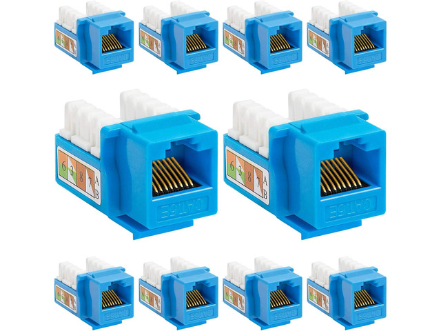 Cmple - 10 Pack Cat5e Keystone Jack Insert Punch Down RJ45 Connectors RJ45 Keystone Jack 90 Degree Female for Wall Plates, Patch Panels, Patch...