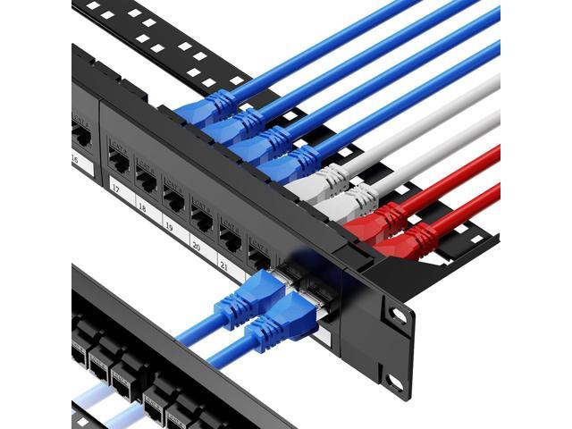 CableGeeker Cat6 Patch Panel 24 Port with Inline Keystone, 10G Ethernet Support, 1U Network Patch Panel UTP 19-Inch with Removable Back Bar,...