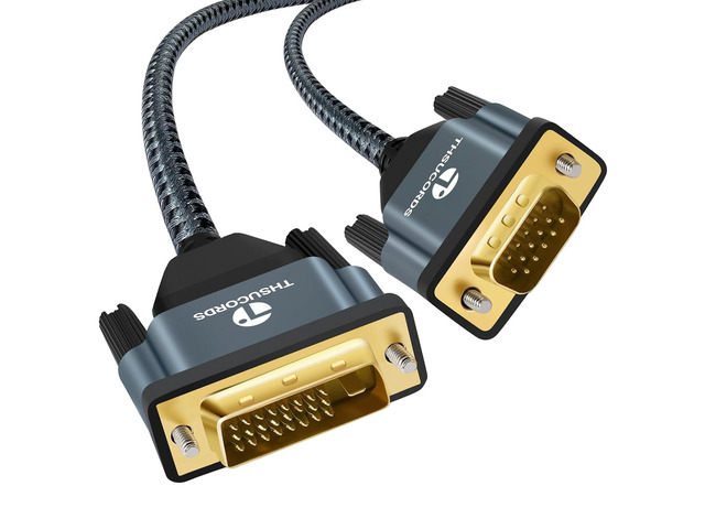 DVI to VGA Cable 10FT, Uni-Directional DVI-D to VGA Adapter Male to Male Gold-Plated Braided 1080P Full HD Cord for HDTV, PC,Laptop, Monitor,...
