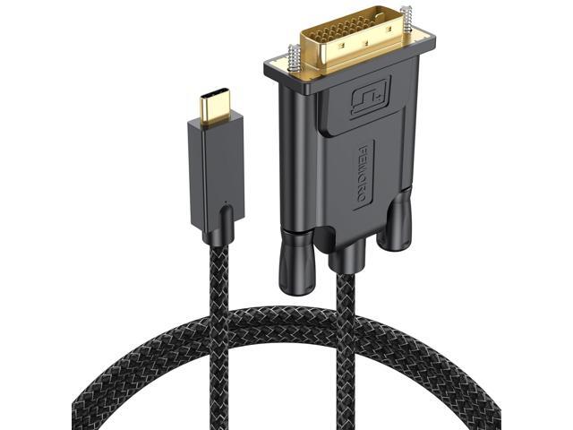 USB C to DVI Cable 3 Feet, Type C to DVI (One-Directional) Cord Braided 1080P@60Hz for Monitor Laptop Computer Projector Phone and More