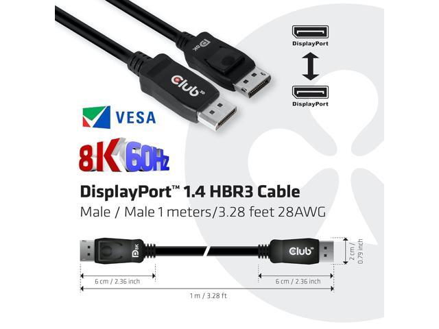 Club3D CAC-2067 VESA Certified DisplayPort to DisplayPort 1.4/Hbr3 M/M Cable DP 1.4 8K 60Hz 1m - 3,28ft
