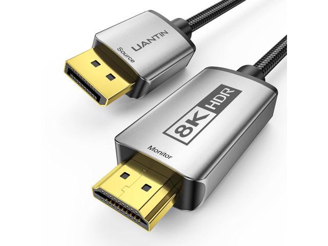8K DisplayPort 1.4 to HDMI 2.1 Cable 10FT 4K 120Hz/8K 60Hz, Unidirectional DP to HDMI Adapter Cord, 32.4Gbps, HDR, HDCP2.3, Display Port for AMD,...