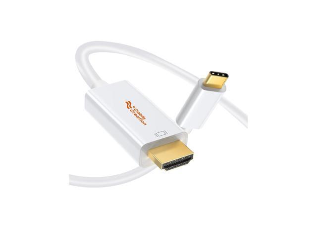 CableCreation USB C to HDMI White 10ft, Type C 4K Cord Thunderbolt 3/4 Compatible, Android Phone to TV, Work With iPhone 15 Series, MacBook, iPad...