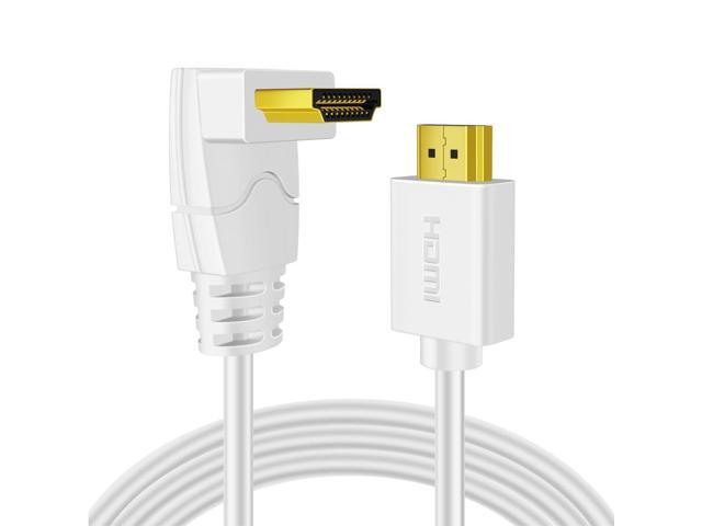 TNP 4K HDMI Cable Right Angle 90 Degree (3 FT) - White High Speed 18GBPs HDMI Wire Cord Support 4K 60Hz 2K 2160p 1440p 1080p 3D ARC/eARC Ethernet...