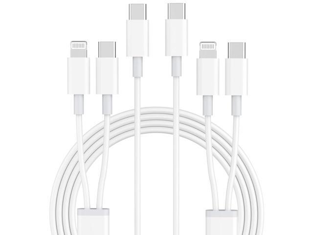 2 Pack 6Ft USB C Cable, Multiple USB Charging Cord,1 Charger Cable with Type C and Lightning Port for iPhone17/16/15/14/13/iPad Pro/MacBook