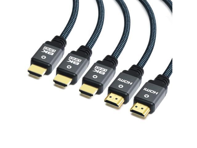 Yauhody 8K HDMI Cable 10ft (5 Pack) High Speed 48Gbps HDMI 2.1 Cord, Durable Nylon Braided, Supports 8K@60Hz, 4K@120Hz, 10K, 2K, HD, 3D, Dynamic...