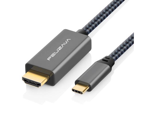 USB C to HDMI Cable 6ft, Preminum 4K Type C (Thunderbolt 3/4) to HDMI Braided Cord Compatible with MacBook Pro 2020/2019/2018, MacBook Air/iPad Pro...