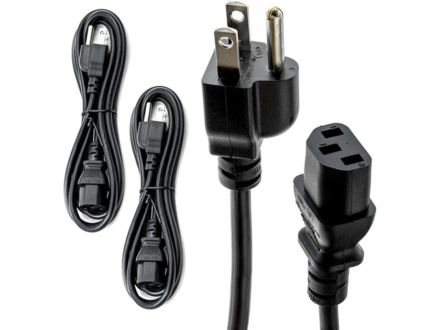 UL Approved 15ft Universal Power Cord (2 Pack) - IEC C13 to NEMA 5-15P Computer Monitor Cable for IT Departments, Data Centers & Bulk Purchasing -...