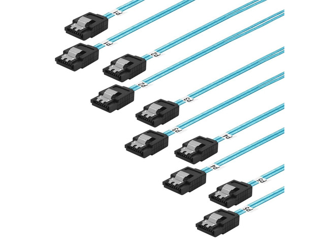 SATA-III Cable:0.5M,5 Pack Thin SATA 6Gbps Cables, Straight Flexible 6Gbps Data with Locking Latch for SSD, HDD, CD, DVD Drives,Blue (1.6FT)