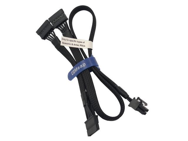 COMeap SATA Power Cable for Seasonic Antec PSUs, 6 Pin to 3X 15 Pin SATA Hard Drive Power Adapter Splitter Sleeved for BTC Mining Riser Card...