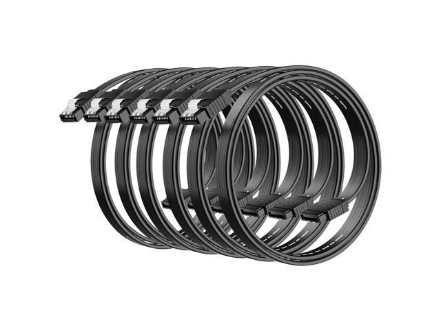 SATA Cable III 18 Inch (6-Pack), 7-Pin Straight Angle Connector, 6Gbps SATA Data Cord with Locking Latch, Compatible with HDD, SDD, CD Driver, CD...