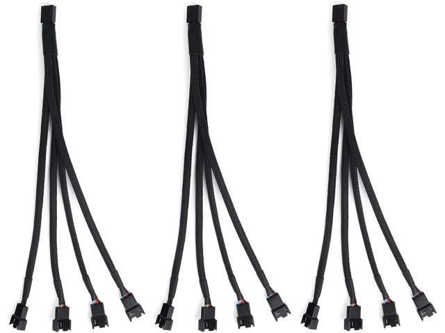 Aypzuke 3 Pack Computer PC PWM Fan Splitter Cable 1 to 4 (4 Pin+3 Pin)