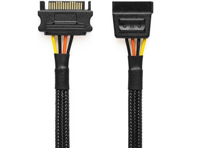 CRJ 15-Pin SATA Power Extension Cable - 24-inch (60cm), Black Sleeved - SSD, HDD SATA Power Extension for ATX Power Supplies
