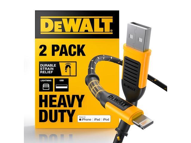 DEWALT Heavy Duty 2-Pack Durable iPhone Charger Cord, [Apple MFi Certified] 4ft Long Charging Cable, Compatible Apple Lightning to USB Cable, Fast...