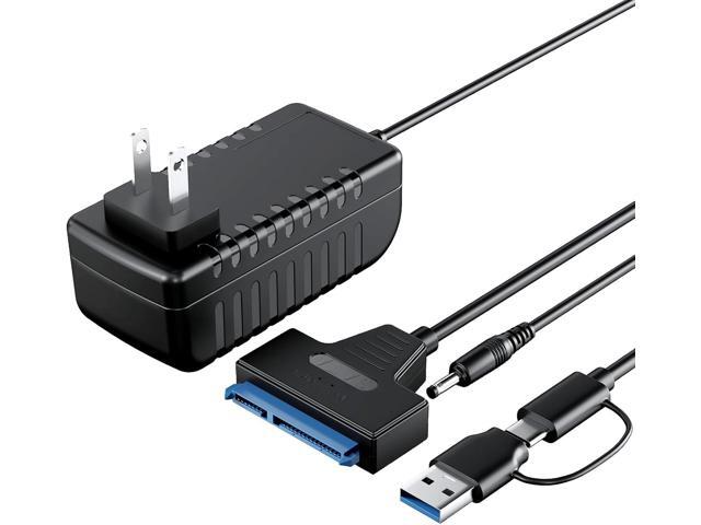 SATA to USB 3.0 and USB C Adapter Cable for 3.5 2.5 Inch SSD/HDD Hard Drive Reader, External Converter for SSD/HDD Data Transfer with 12V/2A Power...