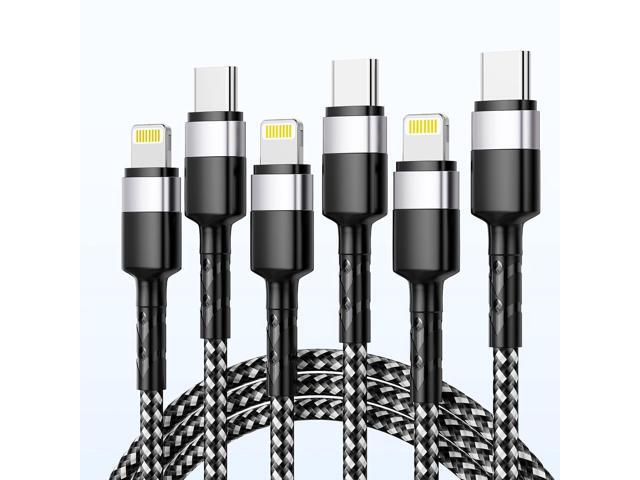 USB C to Lightning Cable,3Pack(6.6/6.6/10FT) iPhone Fast Charger Cable, [Apple MFi Certified] Nylon Braided USB-C Power Delivery Charging Cord for...