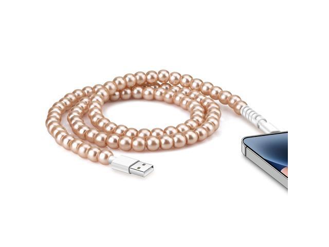 SAMONPOW for iPhone Charger Cord 66W Fast Charging Cable 3.3FT Cute Beaded USB to ISO Charging Cord for Women Girls Phone Charger Cord for iPhone...