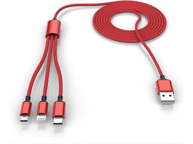 Multi 3 in 1 USB Extra Long Cable, 3M/10Ft Nylon Braided Universal Phone Charger Cord Type C/Micro USB/iPhone Lightning Connector for...