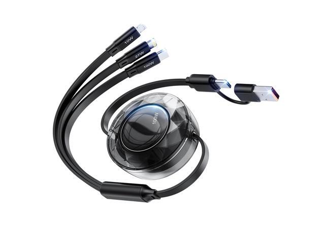 100W Multi Charging Cable, 5 in 1 Retractable Charger Cable USB C 5A iPhone 17 Fast Charger Cord for Multiple Devices for iPhone 17 16 15 14...