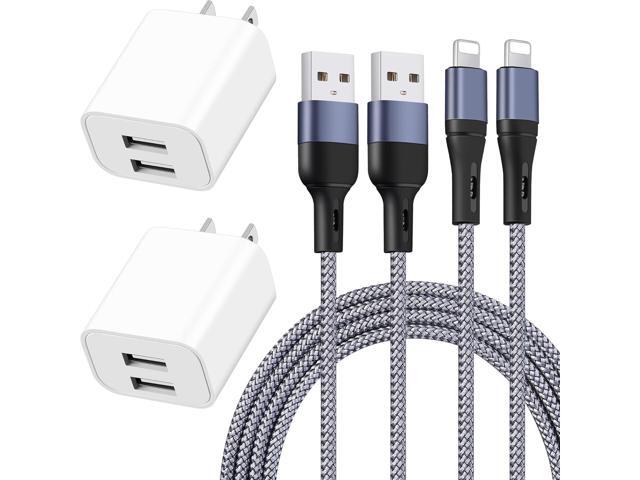 for iPhone Charger 10FT, 2Pack Long Lighting Cable Braided Fast Charge Cord and Dual Ports USB Wall Charger Block Travel Plug Power Adapter...