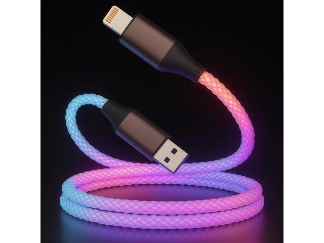 Light up iPhone Charger Cord, Color Changing LED Lightning Cables Apple MFi Certified USB Fast Charging Cord for Apple iPhone 13 12 11 Pro Max...
