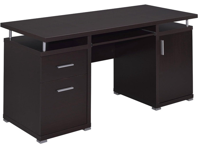 Coaster Home Furnishings Tracy Modern Contemporary 55-Inch 2-Drawer Home Office Computer Writing Desk Study Table with File Cabinet Storage...