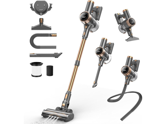 Cordless Vacuum Cleaner, 10-in-1 Lightweight Stick Vacuum with 45mins Runtime, Powerful Suction, LED Touch Screen, Rechargeable Vacuum Cleaners for...