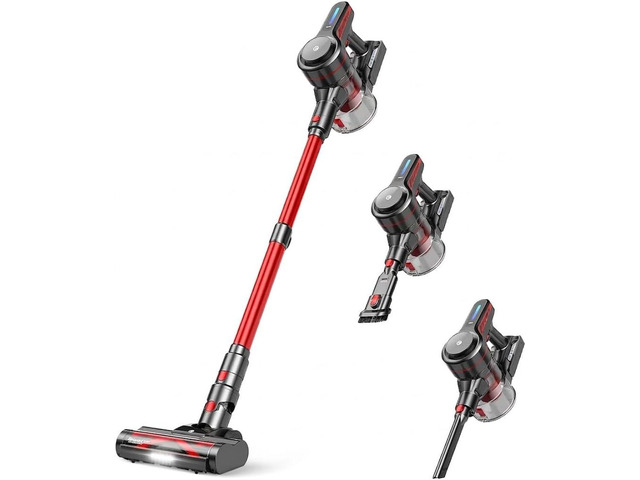 CHEBIO Lightweight Cordless Vacuum Cleaners for Home, Stick Vacuum Cordless Rechargeable with 45kPa Suction,45-Min Run,Anti-Tangle and Self-Stand,...