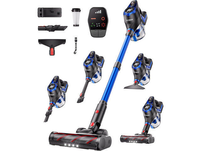 Cordless Vacuum Cleaner, 55Kpa Vacuum Cleaners for Home, Max 80mins Runtime Stick Vacuum with LED Display & 1.5L Dust Cup, Rechargeable Lightweight...