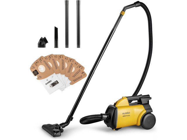 Eureka 3670M Canister Cleaner, Lightweight Powerful Vacuum for Carpets and Hard Floors, w/ 5bags,Yellow