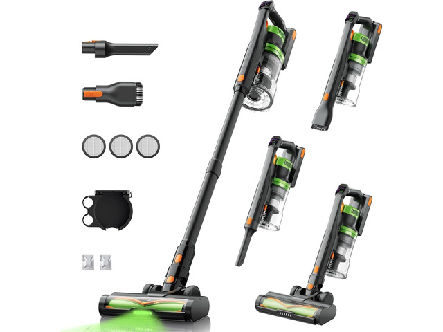 SunSare Cordless Vacuum Cleaner, 55KPa 650W 70Mins Stick Vacuum, Green Headlights, Aromatherapy, V-Anti-Tangle Rollor, 1.8L Dust Cup, Vacuum...