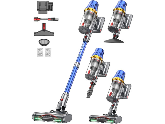 H9 Cordless Vacuum Cleaner, 700W 58kPa 90 Mins Runtime Stick Vacuum, Self-Standing Wireless Vac with 6 Green LEDs, Anti-Tangle Brush for Home, Pet...
