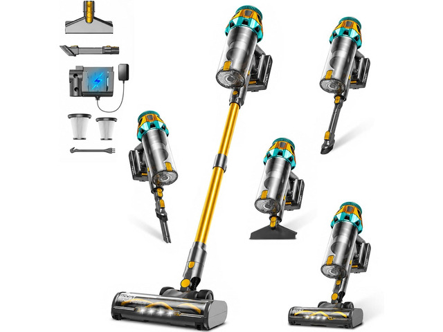 Cordless Vacuum Cleaner,600W 58KPa 55Mins 9-in-1 Self-Standing Stick Vacuum