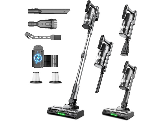 Cordless Vacuum Cleaner, Upgraded 600W 55KPA 55mins Vacuum Cleaners for Home,Powerful Stick Vacuum with Anti-Tangle & Wall Mount Charging,...