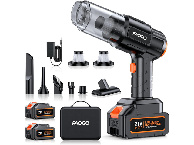 Car Vacuum Portable Cordless, 50000Pa High Power Brushless Motor, Rechargeable Handheld Vacuum with 2 Batteries & Charger, 6-in-1 Vacuum Cleaners...