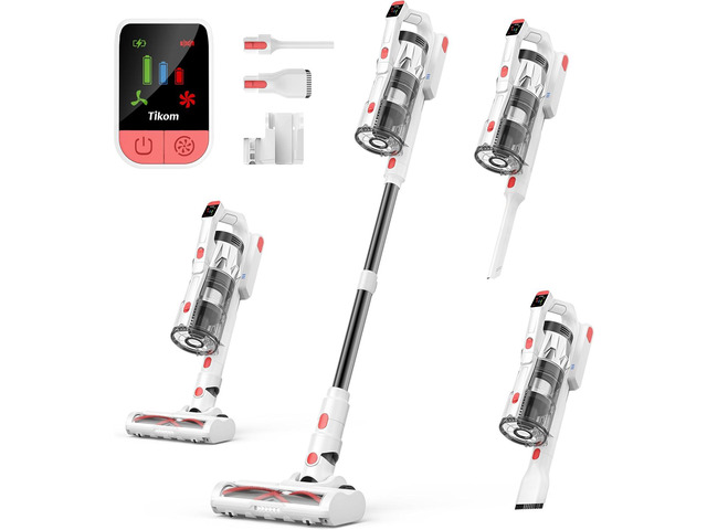 Tikom V750 Cordless Vacuum Cleaner for Home, 45000Pa/500W Stick Vacuum with LED Display, Charging Wall Dock, Anti-Tangle, Lightweight Handheld...