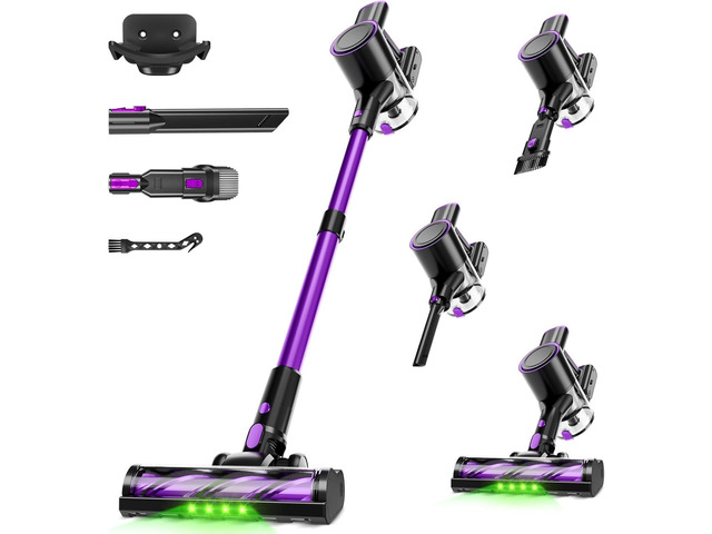 Cordless Vacuum Cleaner, 500W/40Kpa Vacuum Cleaners for Home, Stick Vacuum Cordless with LED Display, Anti-Tangle & Wall Mount, 8 in 1 Lightweight...