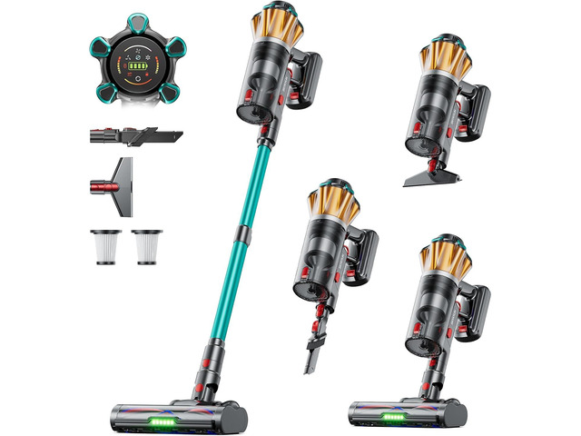 Cordless Vacuum Cleaner, 60Kpa 650W 70 Mins Stick Vacuum Cleaners for Home with Hurricane Mode, Self-Standing, Anti-Tangle Brush, LED Touchscreen,...