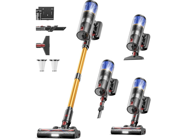 Cordless Vacuum Cleaner for Home, 65KPA 650W 70Mins Stick Vacuum Cordless with Three Suction Modes, Self-Standing & LED Screen, Anti-Tangle Brush,...