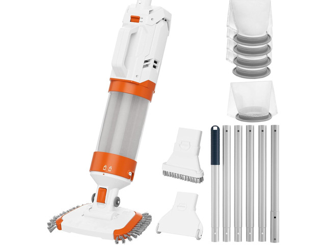 Cordless Pool Vacuum-True Powerful Suction 18.9GPM, 96inch, 1H Runtime, 25µm Fluff Ultra Fine Filter,Handheld Rechargeable Hot Tub Cleaner with...