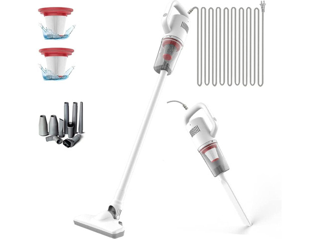 KEROMEE Stick Corded Handheld Vacuum Cleaner 26ft Cord Electric Broom for Pet Hair Hardwood Floor Cat Litter Cleaning