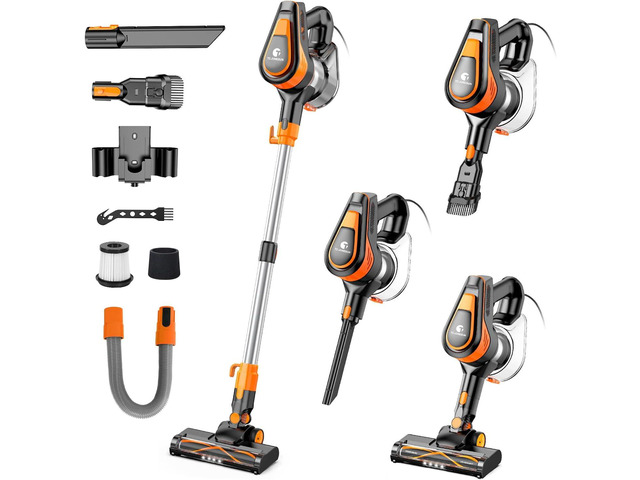 TC-JUNESUN 23Ft Vacuum Cleaner for Home, 600W Corded Stick Vacuum with 20Kpa Powerful Suction, Self-Standing 2 Speeds Lightweight Vacuum for...