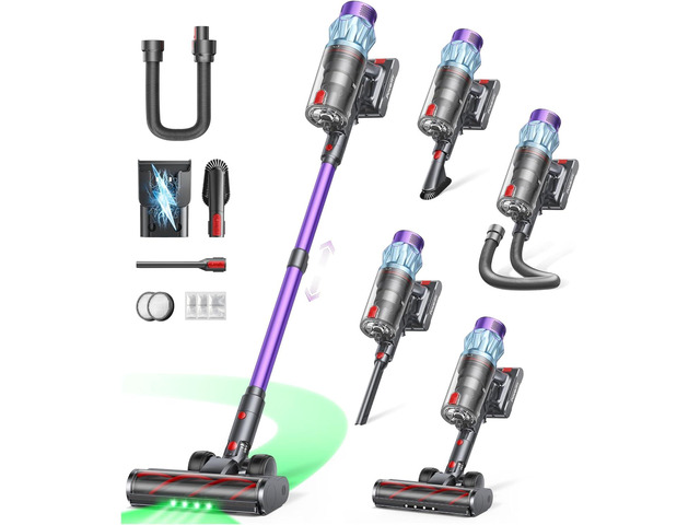 Cordless Vacuum Cleaner 70Mins/650W/55KPA, Stick Vacuum Cleaners for Home