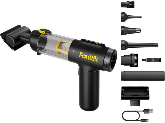 Fanttik Slim V10 Mix Cordless Car Vacuum, 4 in 1 Handheld Air Duster, Color Smart LED Display, 16kPa Suction Power, Cordless Portable Mini Keyboard...