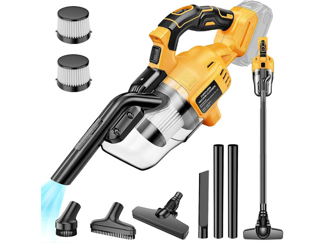 Cordless Vacuum Compatible with Dewalt 20V Battery, Portable Handheld Vacuum Cleaner with 2 HEPA Filter, 4 Multi Nozzle, Power Shop Vacuum for...