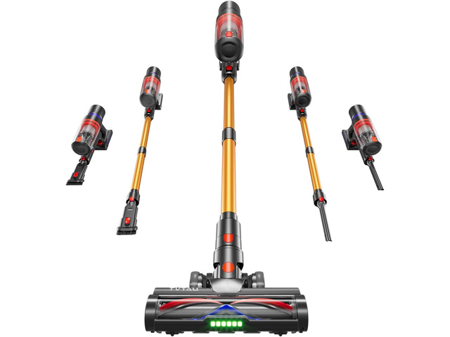 Cordless Vacuum Cleaner, 650W 55KPa Powerful Suction, 75 Mins Runtime, Anti-Tangle, Self-Standing, 8-in-1 Lightweight Stick Vacuum for Hardwood Floor